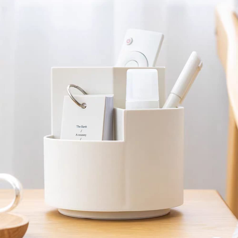 360° Rotating Multi-Functional Pen Holder, 3 Layers, 12x12x12 cm, White - SuperSaverAU - view 2