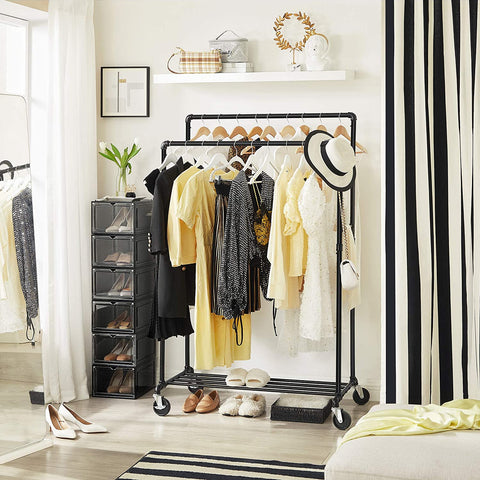 Premium Industrial Pipe Clothes Rack with Wheels - 110kg Load