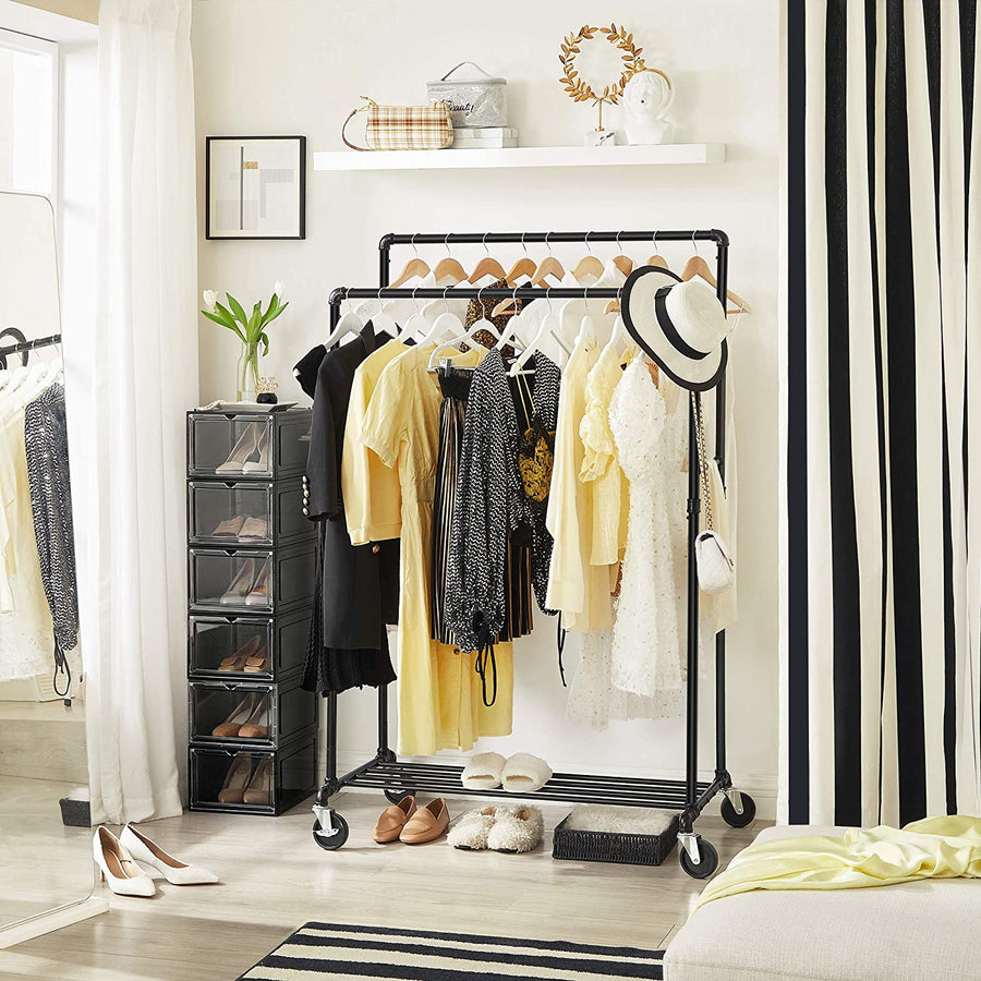 Premium Industrial Pipe Clothes Rack with Wheels - 110kg Load