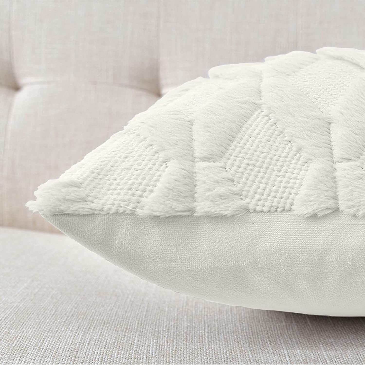 Boho Throw Pillow Covers 45x45 cm - 2 Pack Soft Faux Fur, Decorative Design - SuperSaverAU - view 1