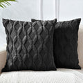 Boho Throw Pillow Covers 2 Pack 45 x 45 cm Black Soft Faux Fur Decorative - SuperSaverAU - view 1