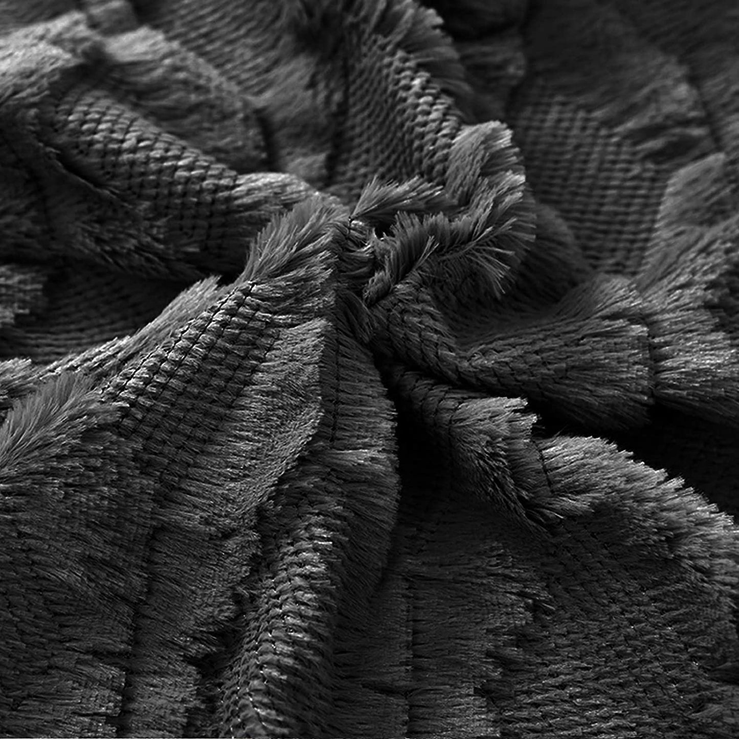 Boho Throw Pillow Covers 2 Pack 45 x 45 cm Black Soft Faux Fur Decorative