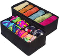 4 Pack Foldable Drawer Dividers Storage Boxes - 34x10x15 cm, Black, Collapsible Organizers - SuperSaverAU - view 2