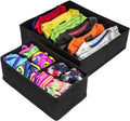 4 Pack Foldable Drawer Dividers Storage Boxes - 34x10x15 cm, Black, Collapsible Organizers - SuperSaverAU - view 3