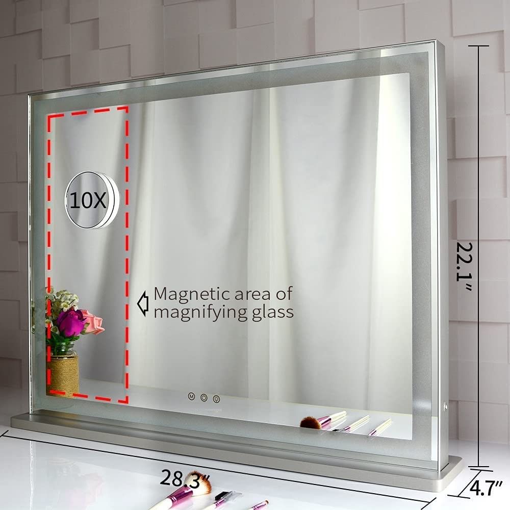 Premium Hollywood LED Makeup Mirror 72x56cm with 10X Magnifier and 3 Dimmable Colours