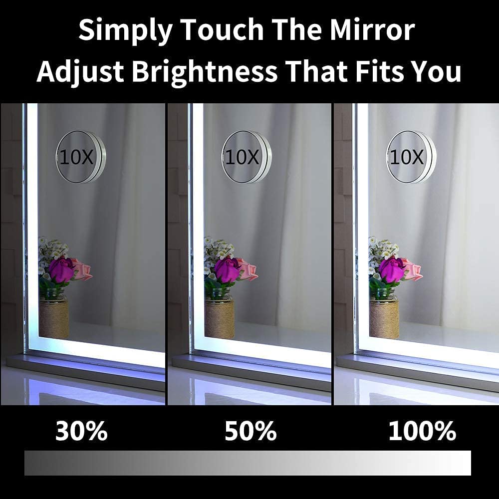 Premium Hollywood LED Makeup Mirror 72x56cm with 10X Magnifier and 3 Dimmable Colours