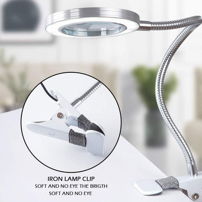 Lighting LED 8X Magnifying Lamp 7.9x17x17cm with Metal Clamp & USB Plug