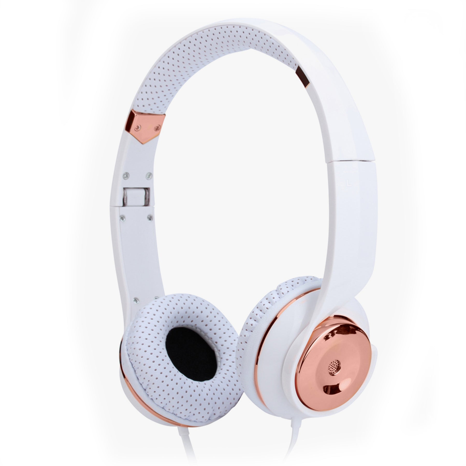 Holysmoke Motif White Rose Gold Foldable On Ear Headphones