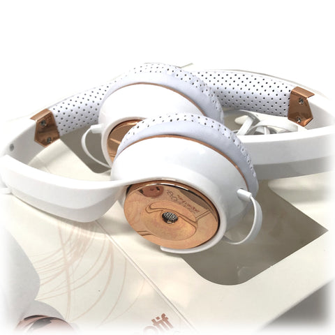 Holysmoke Motif White Rose Gold Foldable On Ear Headphones
