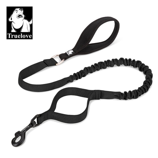 True Love Dog Lead - Neoprene Padded Handle, Extra Traffic Control, Black - L