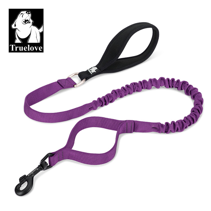 True Love Dog Lead - Neoprene Padded Handle, Extra Traffic Control, Purple - L