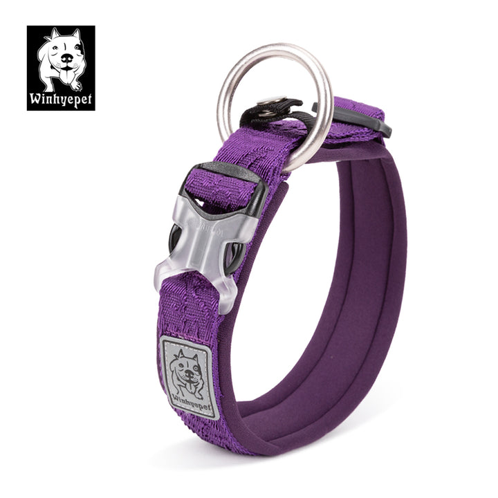 Whinhyepet Purple Dog Collar - M, High-Density Polyester, Reflective, Durable - SuperSaverAU - view 1