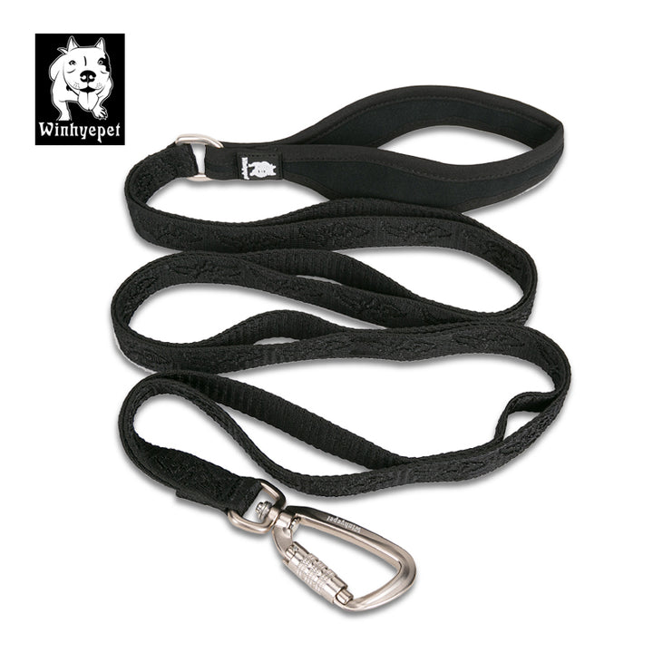 Whinyepet Active Dog Lead - Black, Padded Handle, Multi-Function, L