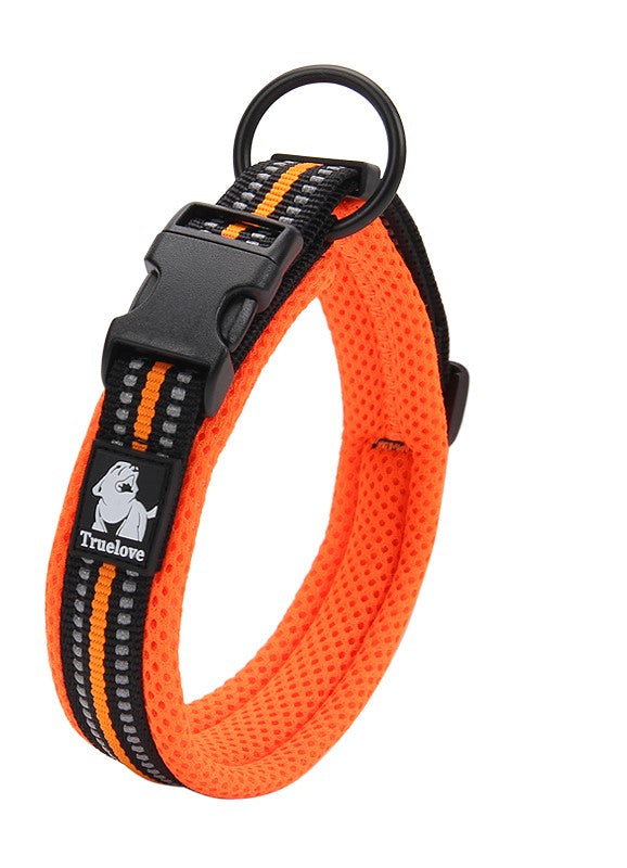 Heavy Duty Reflective Dog Collar Orange XS - Safety Lock, Comfortable, Strong