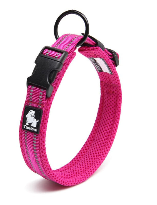 Heavy Duty Reflective Dog Collar Pink 2XL - Safety Lock, Comfortable, Stainless Steel O Ring