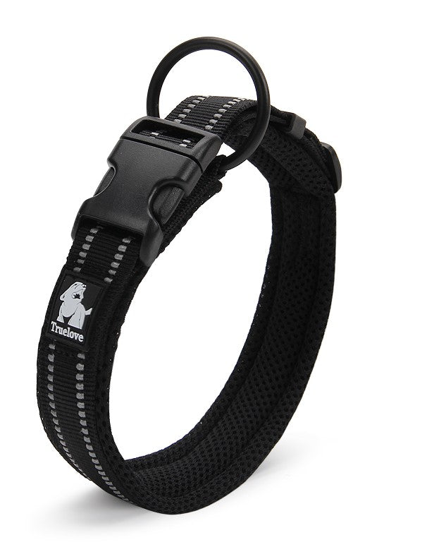 Heavy Duty Dog Collar Black L - Reflective, Safety Lock, Comfortable, Strong - SuperSaverAU - view 1