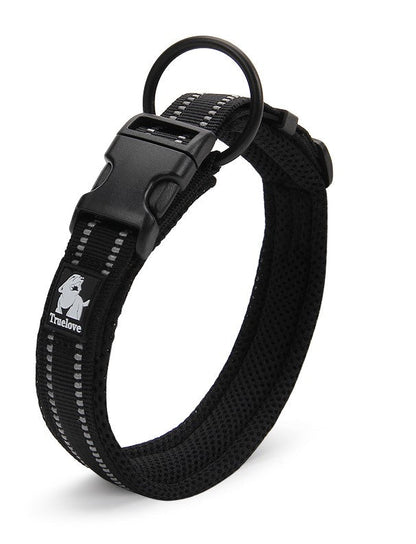 Heavy Duty Dog Collar Black L - Reflective, Safety Lock, Comfortable, Strong