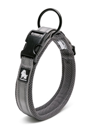 Dog Collar with 3M Reflectors & Safety Lock - Heavy Duty, Grey 2XL