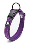 Heavy Duty Reflective Dog Collar Purple XL - Safety Lock, Comfortable, Strong - SuperSaverAU - view 1