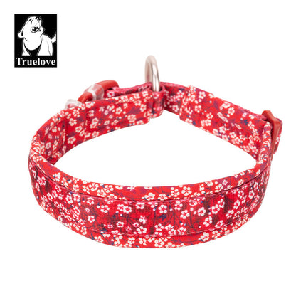 Floral Dog Collar Poppy Red 2XL - Padded, Comfortable, Durable Snap Buckle
