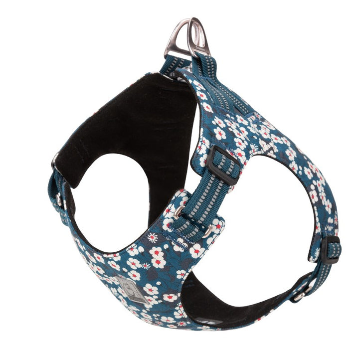 Premium Saxony Blue Floral Reflective Dog Harness Size XS