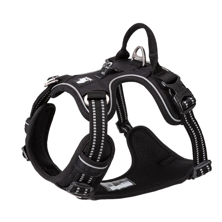 Premium Black Adventurer 3M Reflective No Pull Dog Harness Size L