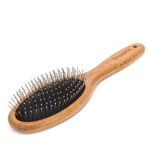 True Love Bamboo Pin Brush - Eco-Friendly, Stainless Steel Edge, Rounded Ends - SuperSaverAU - view 1