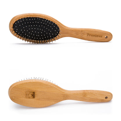 True Love Bamboo Pin Brush - Eco-Friendly, Stainless Steel Edge, Rounded Ends