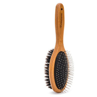 True Love Bamboo Double Brush - Eco-Friendly, Medium to Long Fur, Comfortable