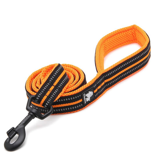 Nylon Reflective Dog Lead 2m Orange L - Durable, Ergonomic, 3M Reflectors