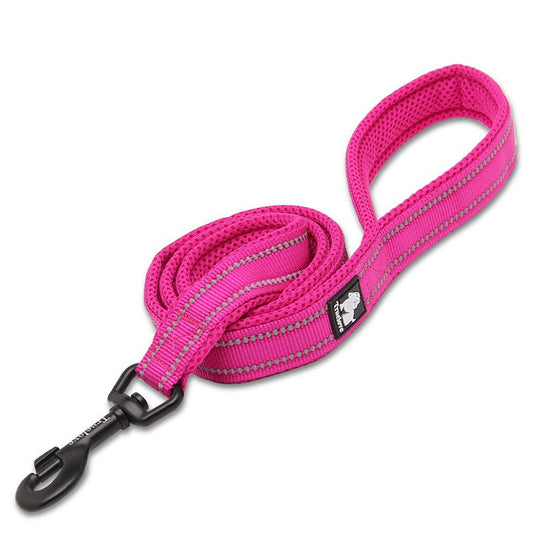 Nylon Reflective Dog Lead 2m Pink S - Durable, Ergonomic, 3M Reflectors