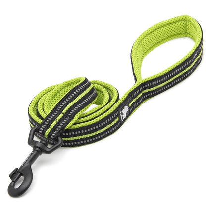 Nylon Reflective Dog Lead 2m Yellow L with 3M Reflectors and Soft Padding