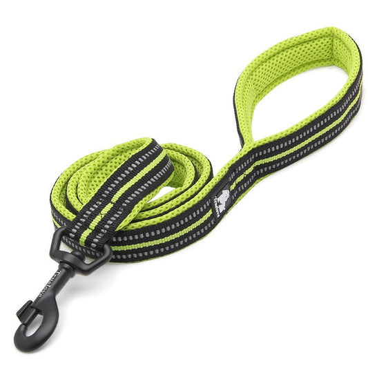 Nylon Reflective Dog Lead 2m Yellow S - Durable, Ergonomic, 3M Reflectors