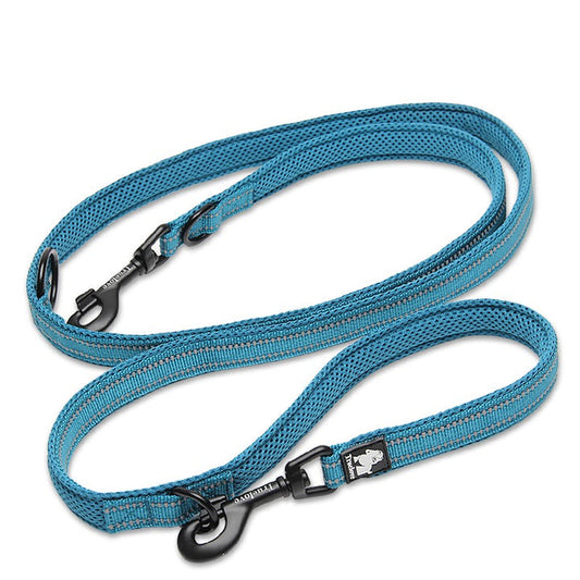 V188 Multi-function Dog Lead Blue S - 135cm/175cm, Soft Padded, Reflective