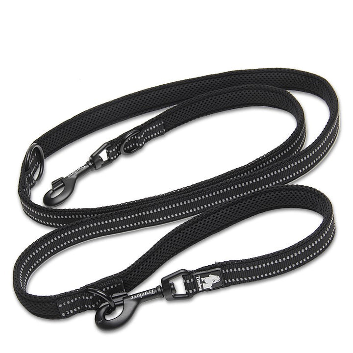 V188 Multi-function Dog Lead Black L - Long Leash, Padded, Reflective