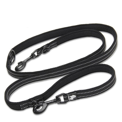 V188 Multi-function Dog Lead Black L - Long Leash, Padded, Reflective
