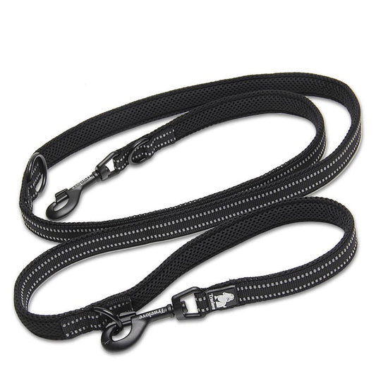 V188 Multi-function Dog Lead Black L - Long Leash, Padded, Reflective