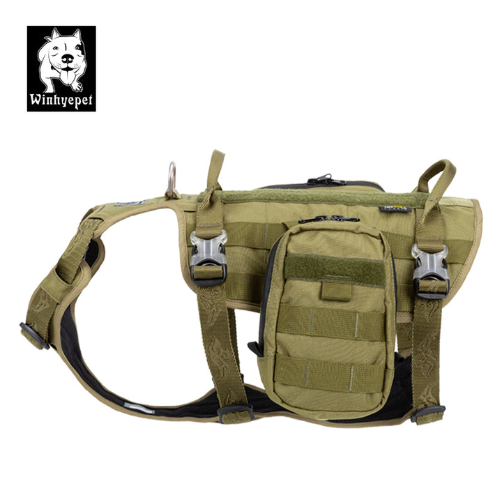Whinhyepet Military Dog Harness Backpack - Army Green M