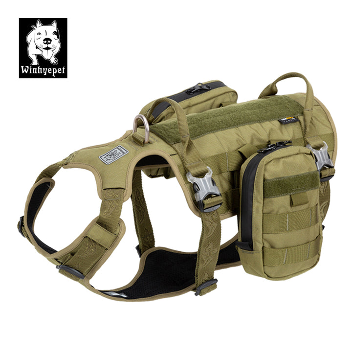 Whinhyepet Military Dog Harness Backpack - Army Green M