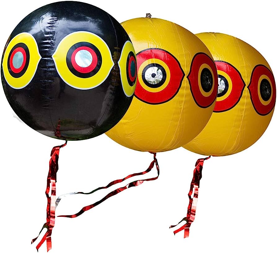 Inflatable Bird Chaser Balloons, Pack of 3 - Reflective Predator Eyes, 6000 sq. ft. Coverage
