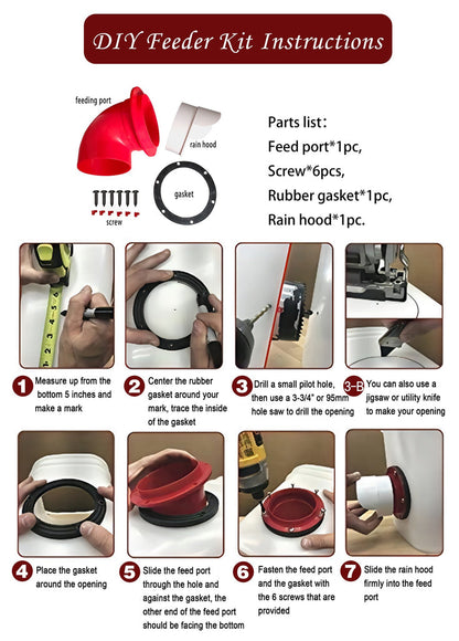 Cheeky Chooka DIY Poultry Feeder Port 4pk - Rain Proof, No-Waste, Blue