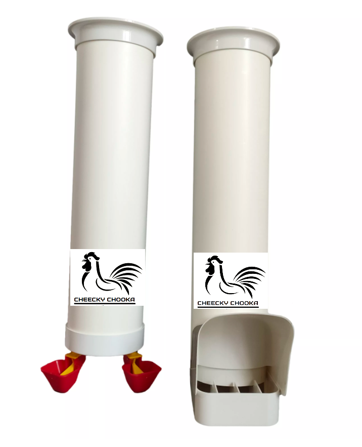 Cheeky Chooka Poultry Feeder & Waterer Set 3kg Feeder 4L Waterer, Rain-Proof