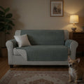 Grey Reversible 3 Seater Sofa Cover Quilted Couch Protector Machine Washable