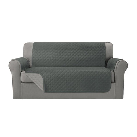 Grey Reversible 3 Seater Sofa Cover Quilted Couch Protector Machine Washable