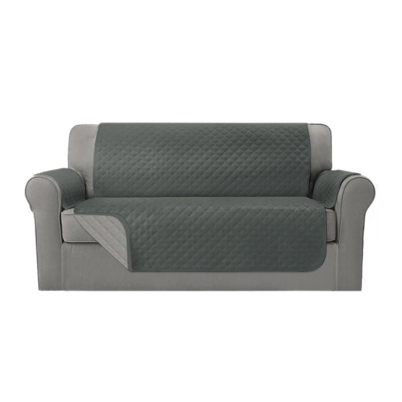Grey Reversible 3 Seater Sofa Cover Quilted Couch Protector Machine Washable