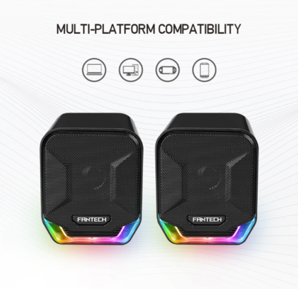 FANTECH SONAR GS202 Computer Speakers USB and 3.5mm RGB Mini Wired Speakers Acoustic Clarity for Desktop Computer Laptop - SuperSaverAU - view 1