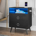Amelia Modern Black LED Bedside Table with USB and Power Socket - SuperSaverAU - view 1
