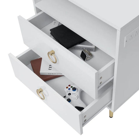 Amelia Modern LED Bedside table with USB and power socket white x 2 - SuperSaverAU - view 2