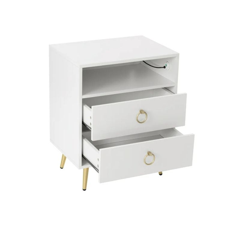 Amelia Modern LED Bedside table with USB and power socket white x 2 - SuperSaverAU - view 3