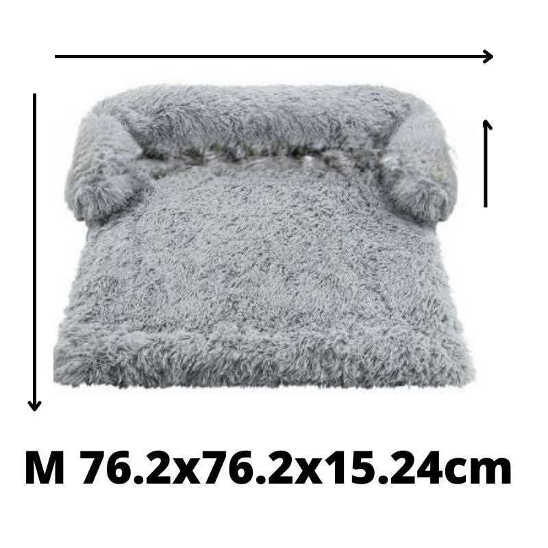 Kuta Pet Furniture Protector with Calming Faux Fur & Non-Slip Bottom - Medium Grey